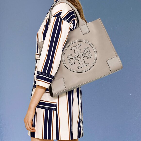 Tory Burch Handbags - *RARE* Dove Grey Tory Burch Studded Tote I Comes with TB dust bag